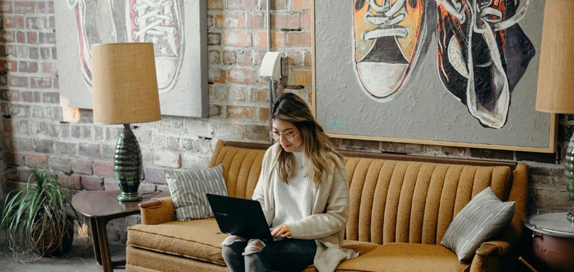 Woman working on the computer at home