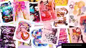 paper artwork abstract work pink red blue purple