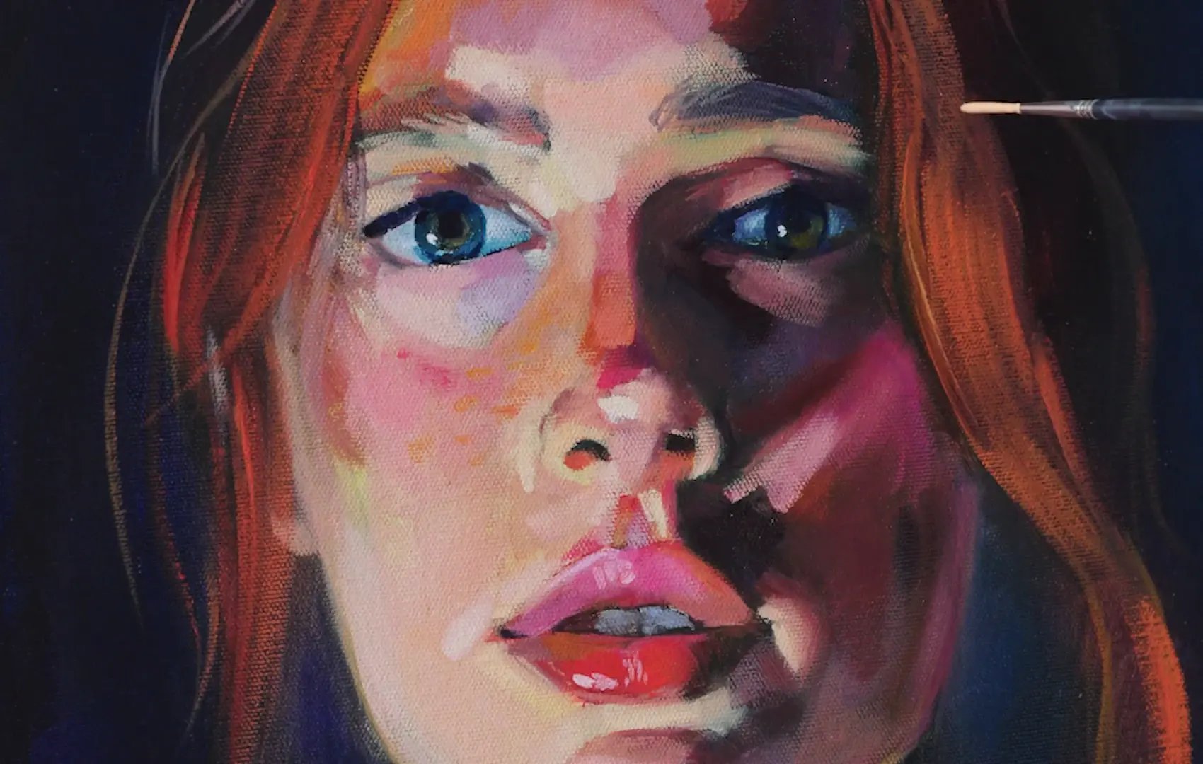 The finished oil portrait's face