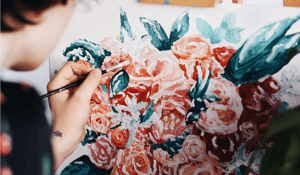 Painting pink orange flowers 