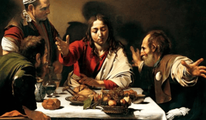 Caravaggio Painting red dark white