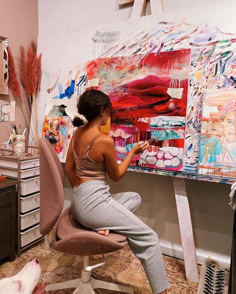 Dimitra Milan abstract painting demonstration