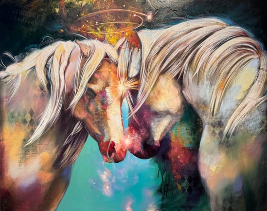 horses in abstract realism painitng 