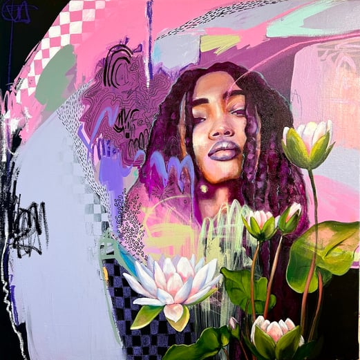 lotus flower with woman portrait