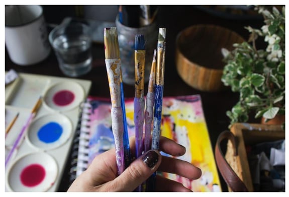 Photo caption: Learning how to clean your paint brushes is an important step in the art process. Photo courtesy of Deeana Creates on Pexels.