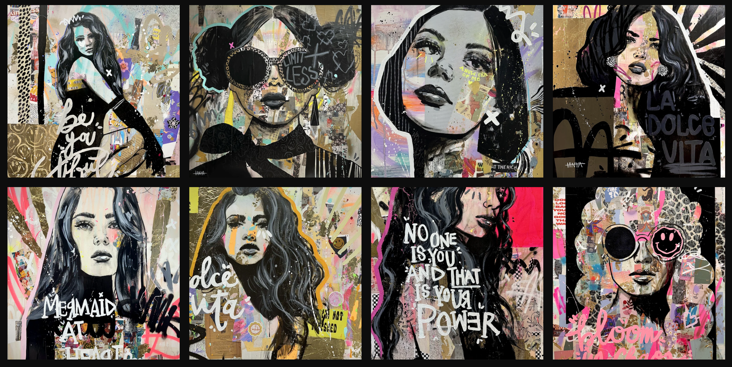 Tanya Aubut Pop Art of female portraits bold colors graffiti