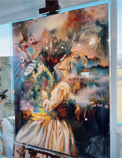 Dimitra Painting of couple kinght and Maiden