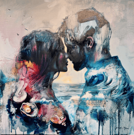 Coulple togther blue and pink 