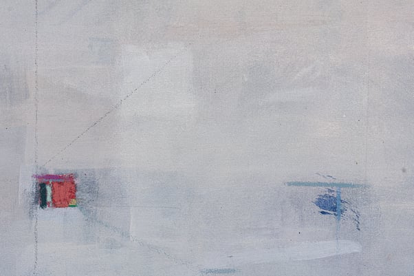 minimal painting of white blue and red