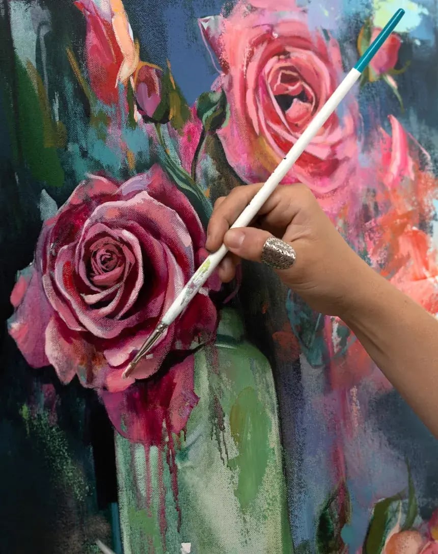 Dimitra Milan painting acrylic florals