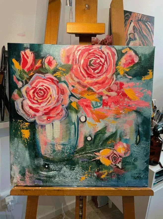 Anna Nilsdotter acrylic floral student post
