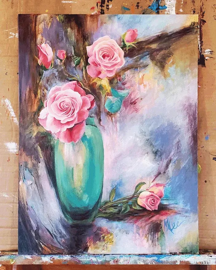 Michelle Lee acrylic floral student post