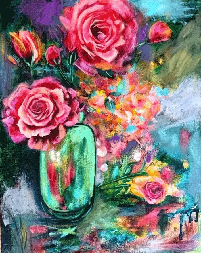 Vikki Gordon acrylic floral student post