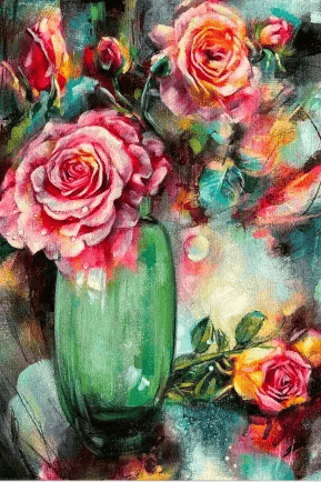 Student acrylic floral painting 1
