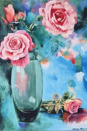 Student acrylic floral painting 3