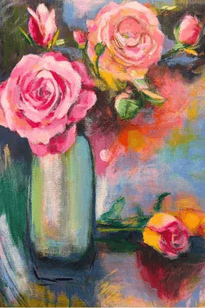 Student acrylic floral painting 2