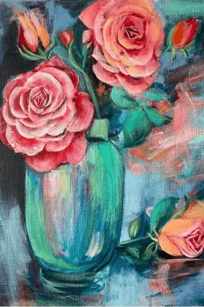 Student acrylic floral painting 4