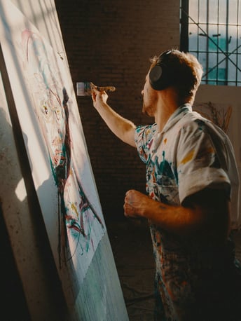 Artist painting a portrait