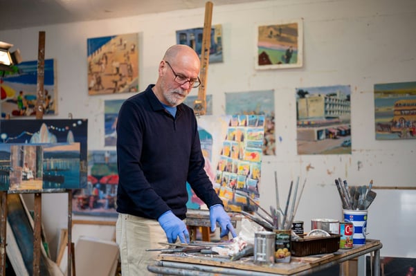 Artist working in studio