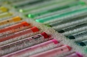 Oil pastels orange red green pink