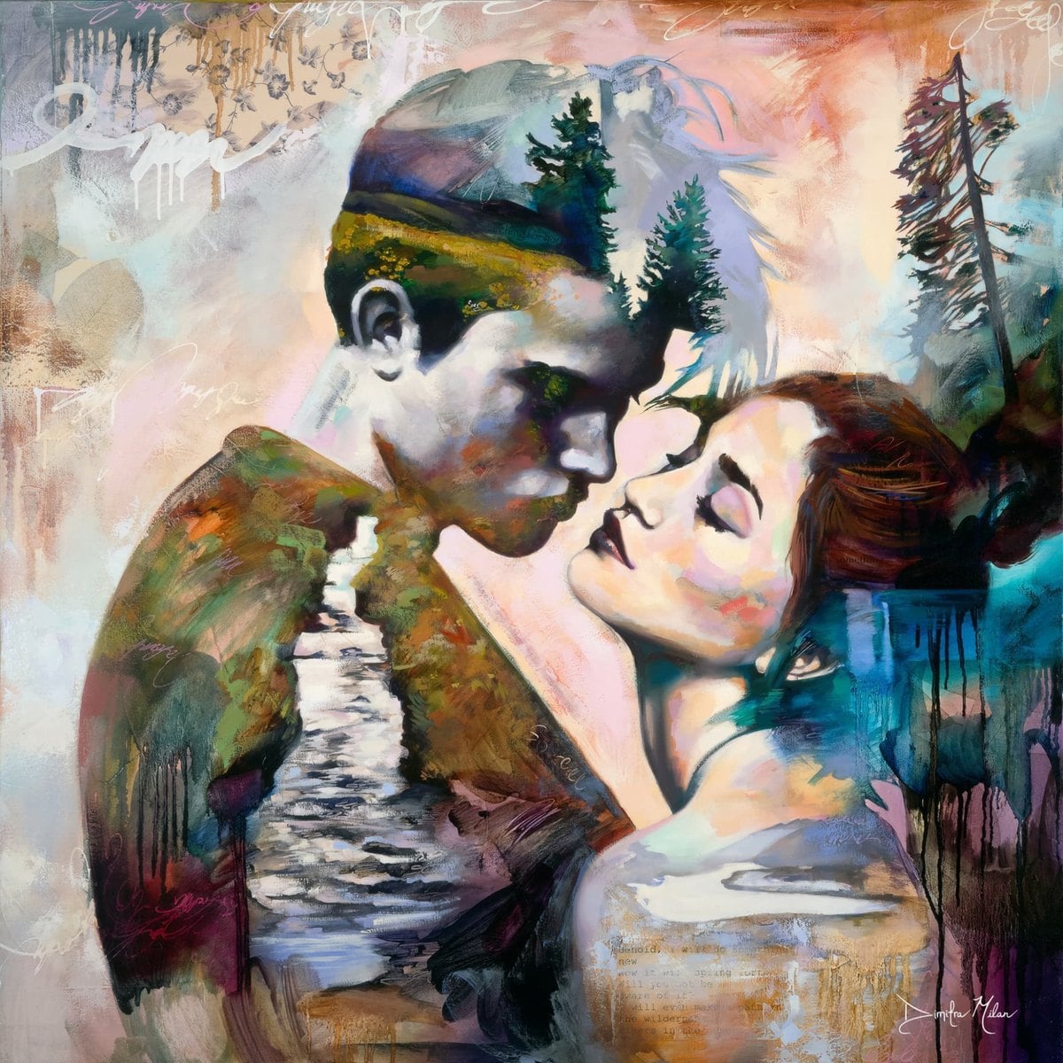 Abiding Gaze finished: the same composition built up in oil, with deep colour and light