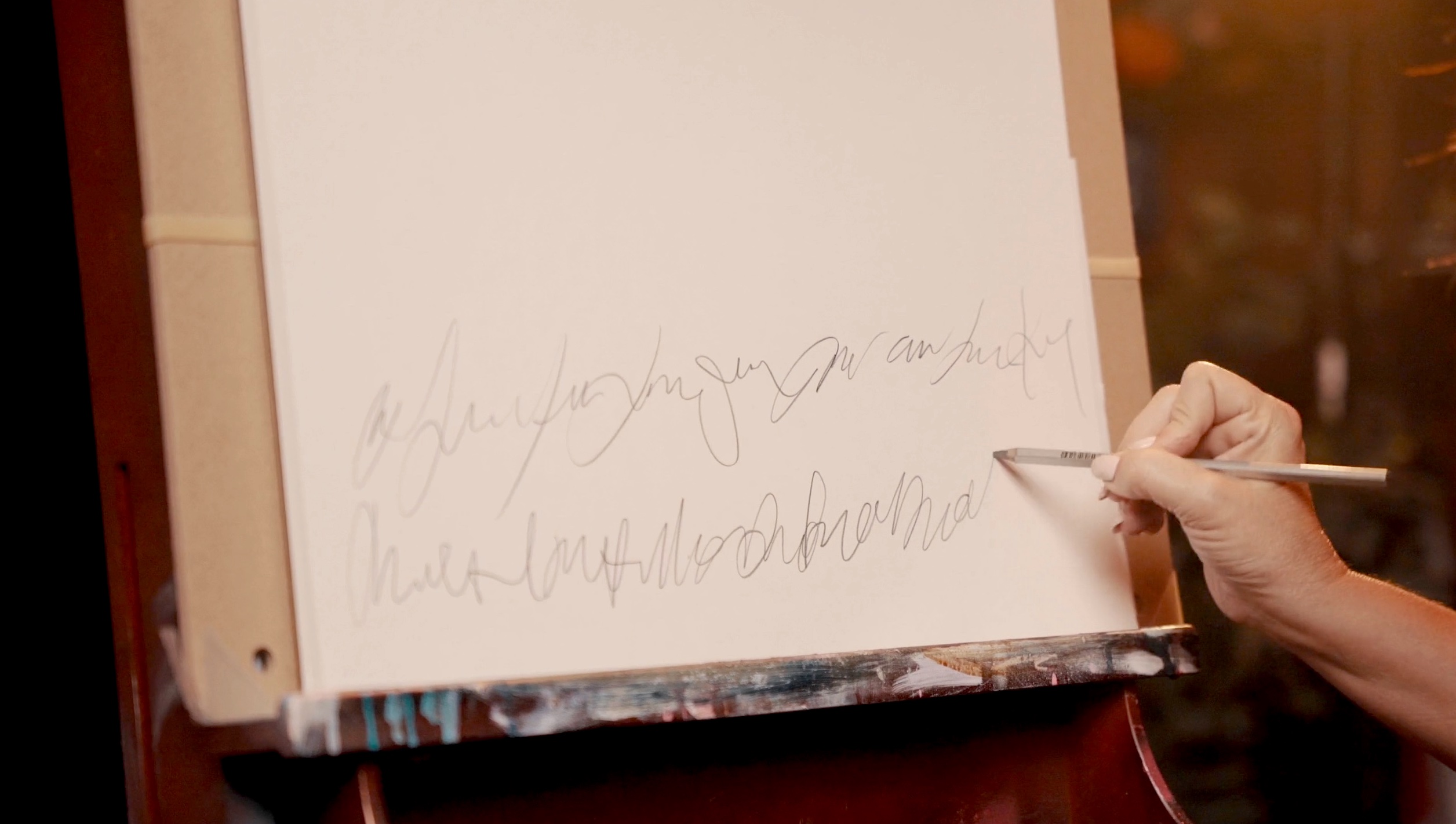 Fake writing on canvas