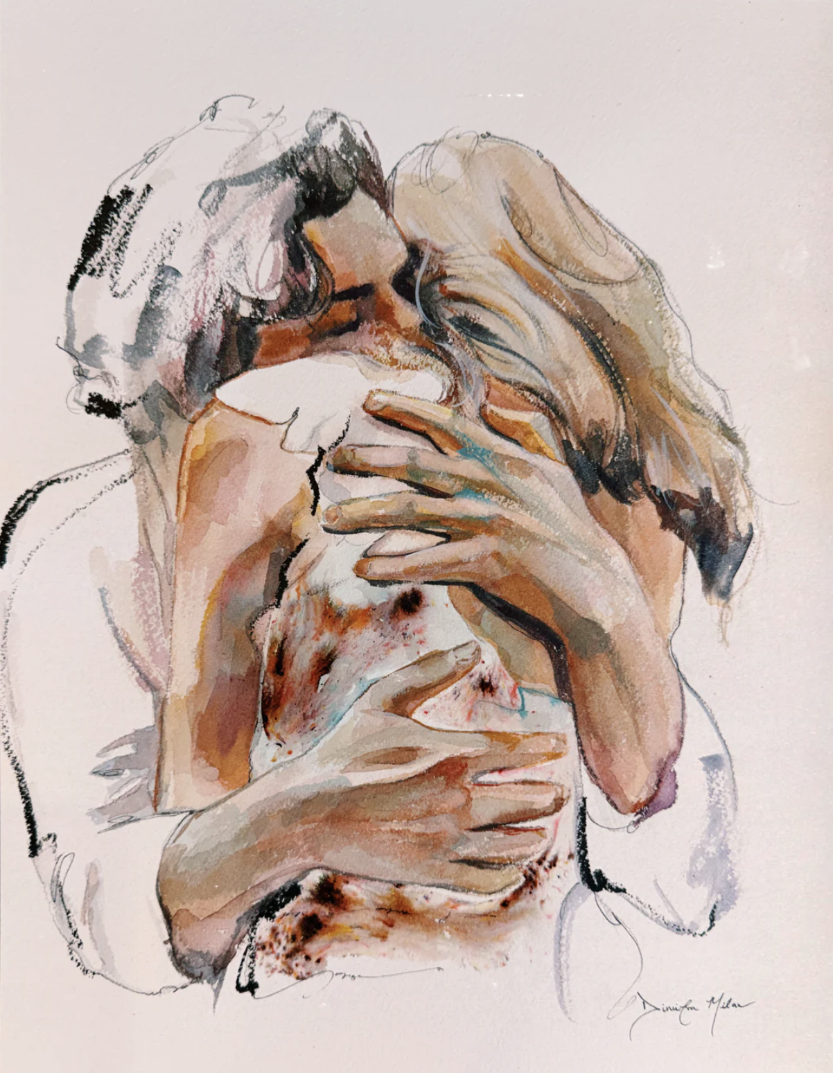 Couple in watercolor painting