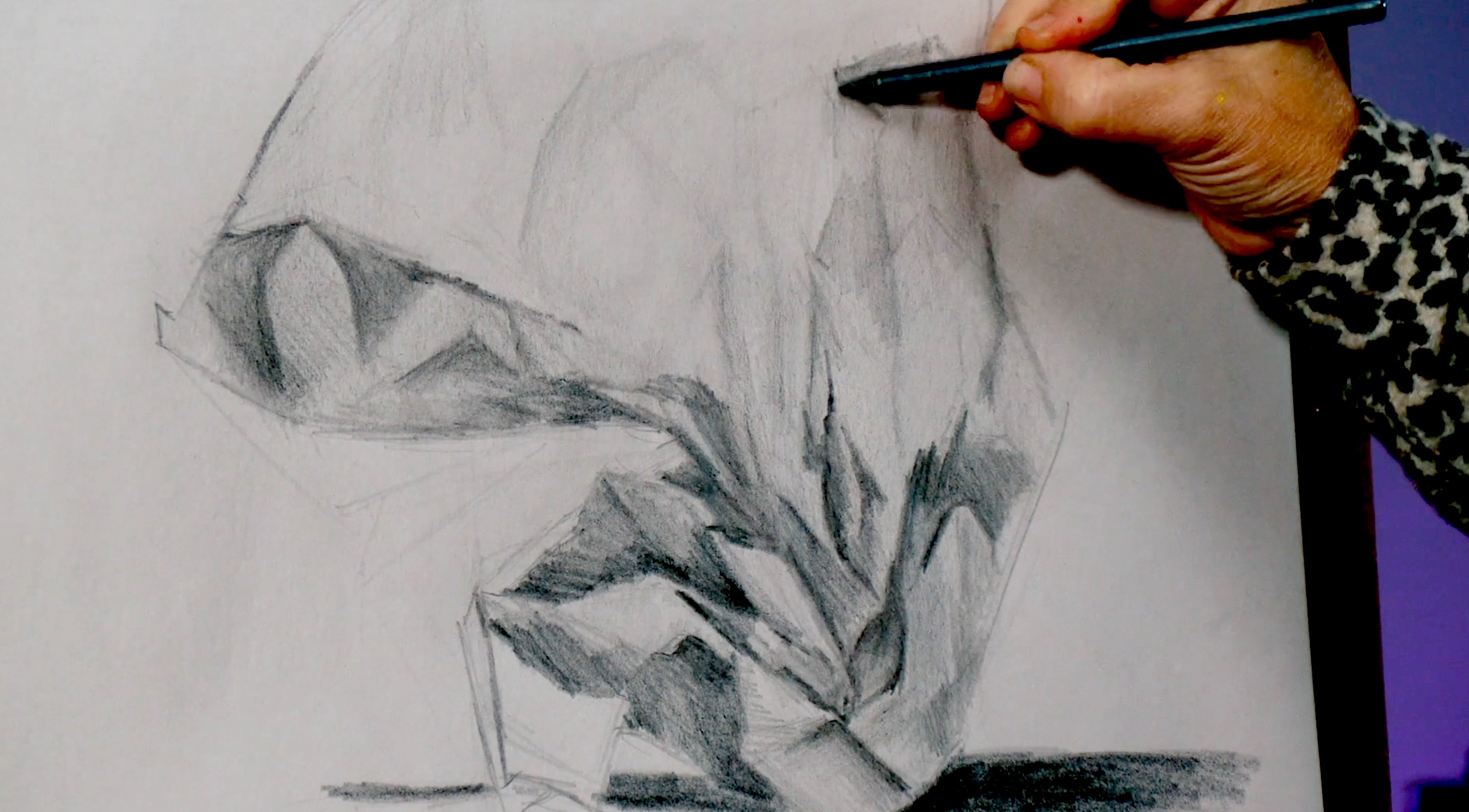 Hand drawing crumbled paper