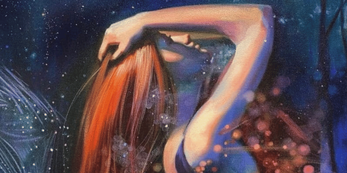Oil figure painting by Elli Milan orange blue
