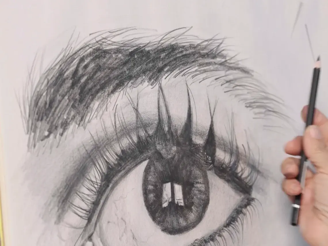 The realistic graphite eye nearly finished, from lesson 4