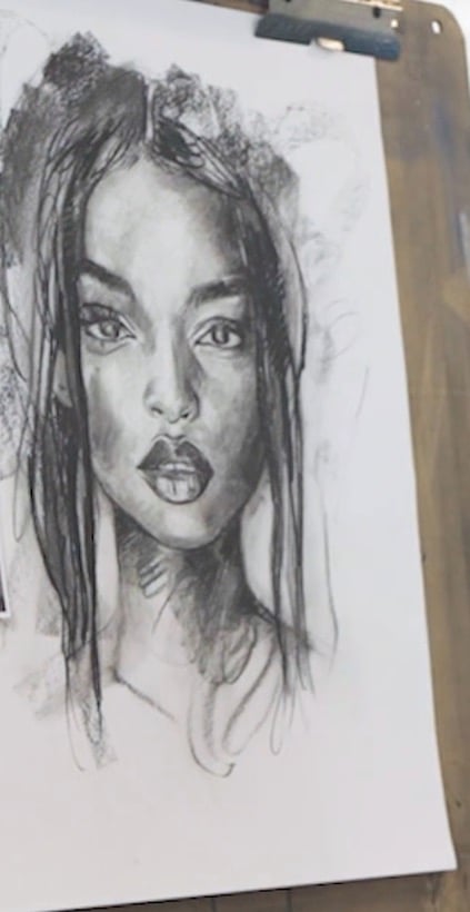 A charcoal portrait built on real, measured proportion, the first project in the challenge