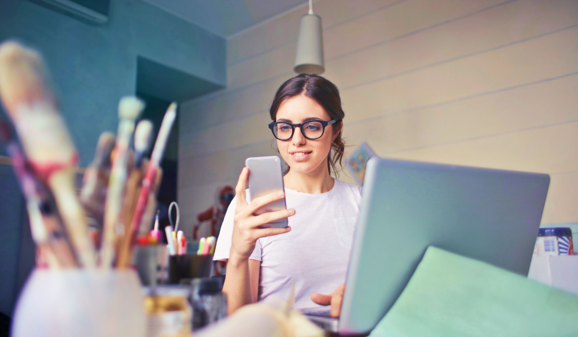 Woman looking at cellphone